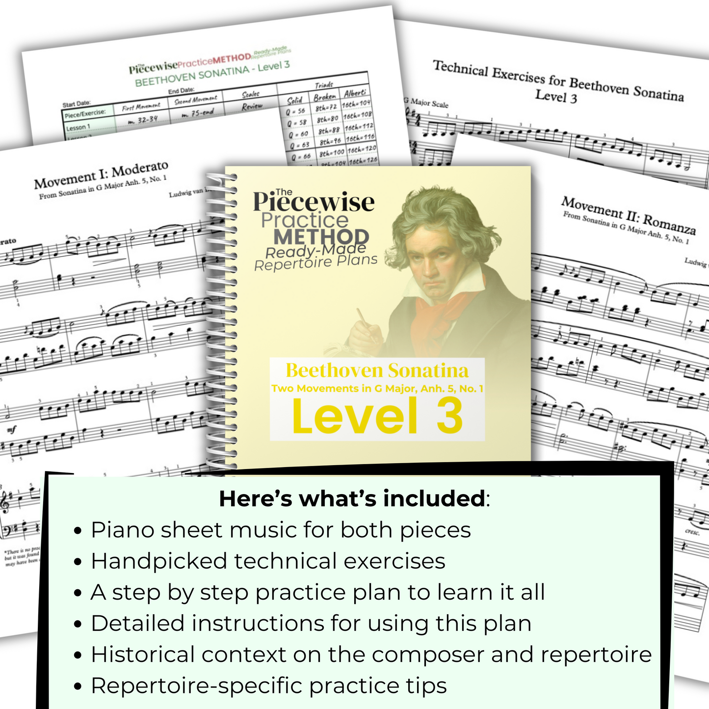 Beethoven Sonatina in G Major, Two Movements - Level 3