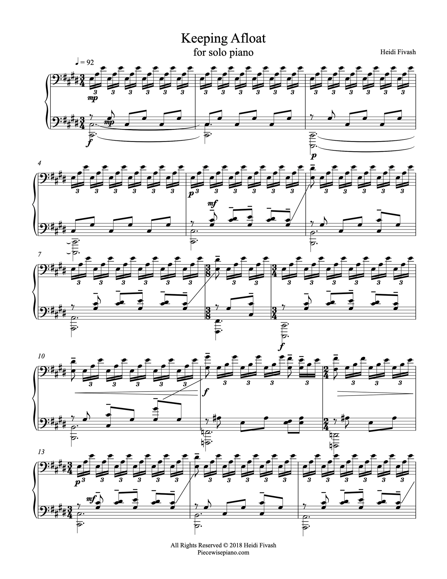 Keeping Afloat for solo piano by Heidi Fivash
